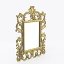 Baroque Ornate Gold Carved Wall Mirror 3D Model Right 45 Degree View