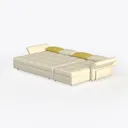 Minimalist Fabric L Shaped Sectional Sofa with Throw Pillows 3D Model Left 45 Degree View