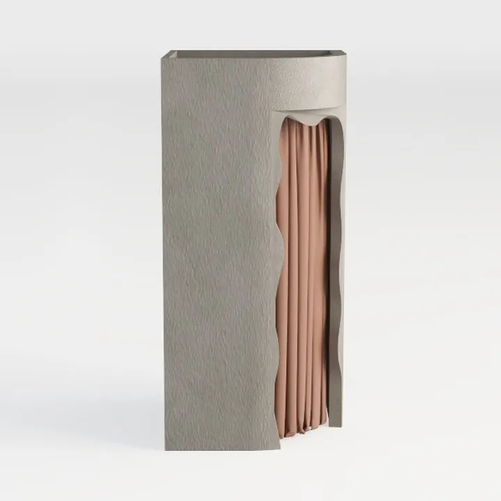 Minimalist Concrete Fabric Accent Cabinet 3D Model