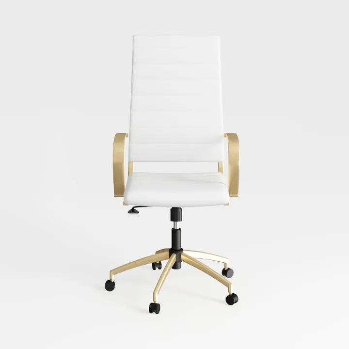 Modern White Leather Gold Frame High Back Office Chair 3D Model