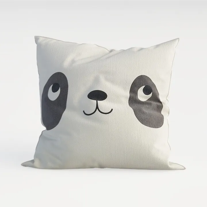 Cute Panda Print Linen Throw Pillow 3D Model