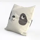 Cute Panda Print Linen Throw Pillow 3D Model Left 45 Degree View