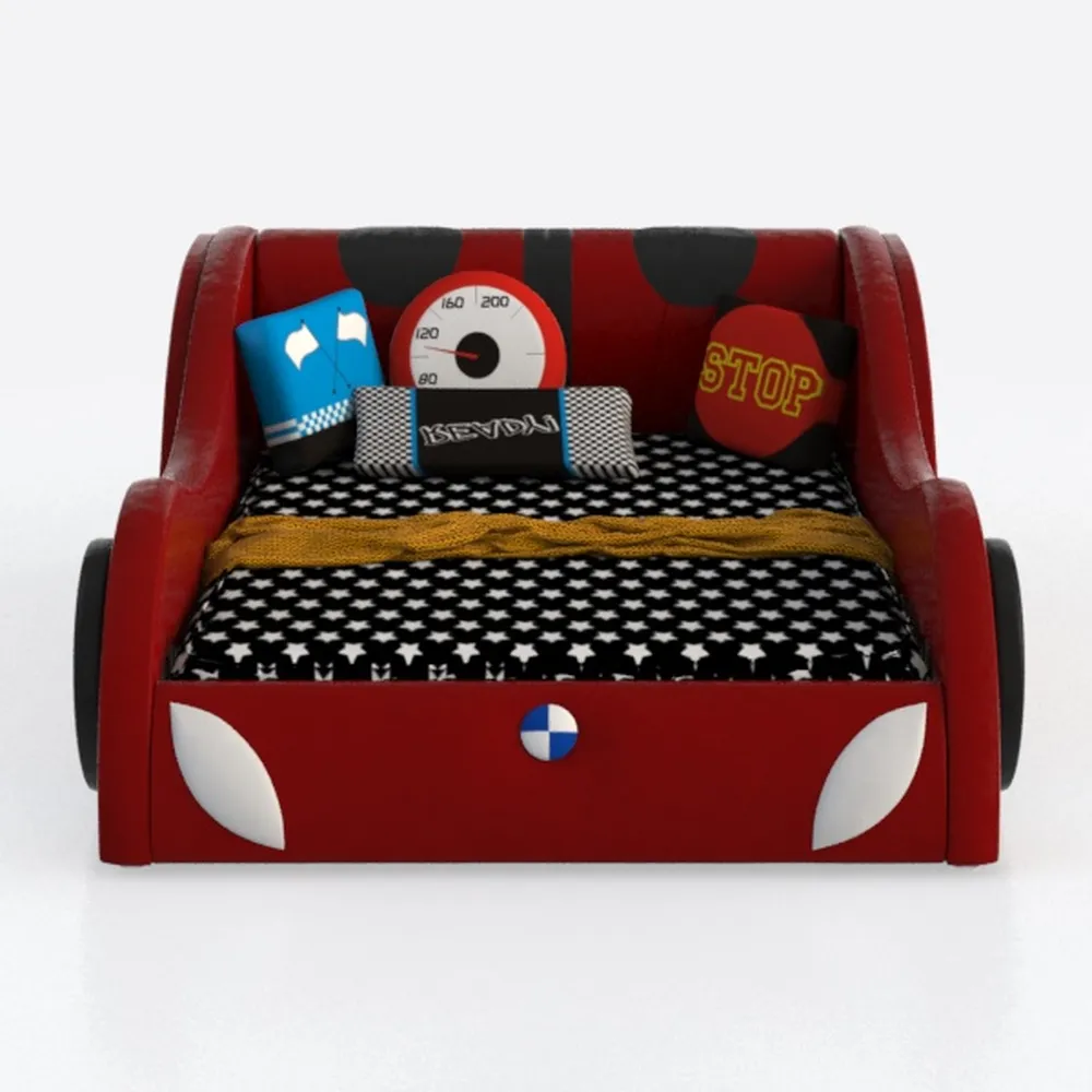 Cilek Race Cup Twin Race Car Bed Frame with Pull-O