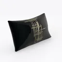Aeckself Black Geometric Plaid Stripes Pillow Left 45 Degree View