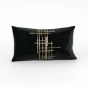 Aeckself Black Geometric Plaid Stripes Pillow Right 45 Degree View