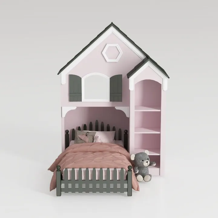 LUMISOL Twin Low House Loft Bed with 2 Windows, Wo