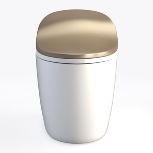 Minimalist White Gold Smart Toilet 3D Model