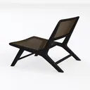 Minimalist Black Solid Wood Cane Accent Chair 3D Model Left 45 Degree View
