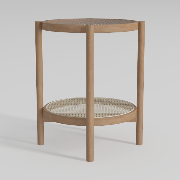 Tiita Rattan Nightstand Side Table, Bamboo Accent