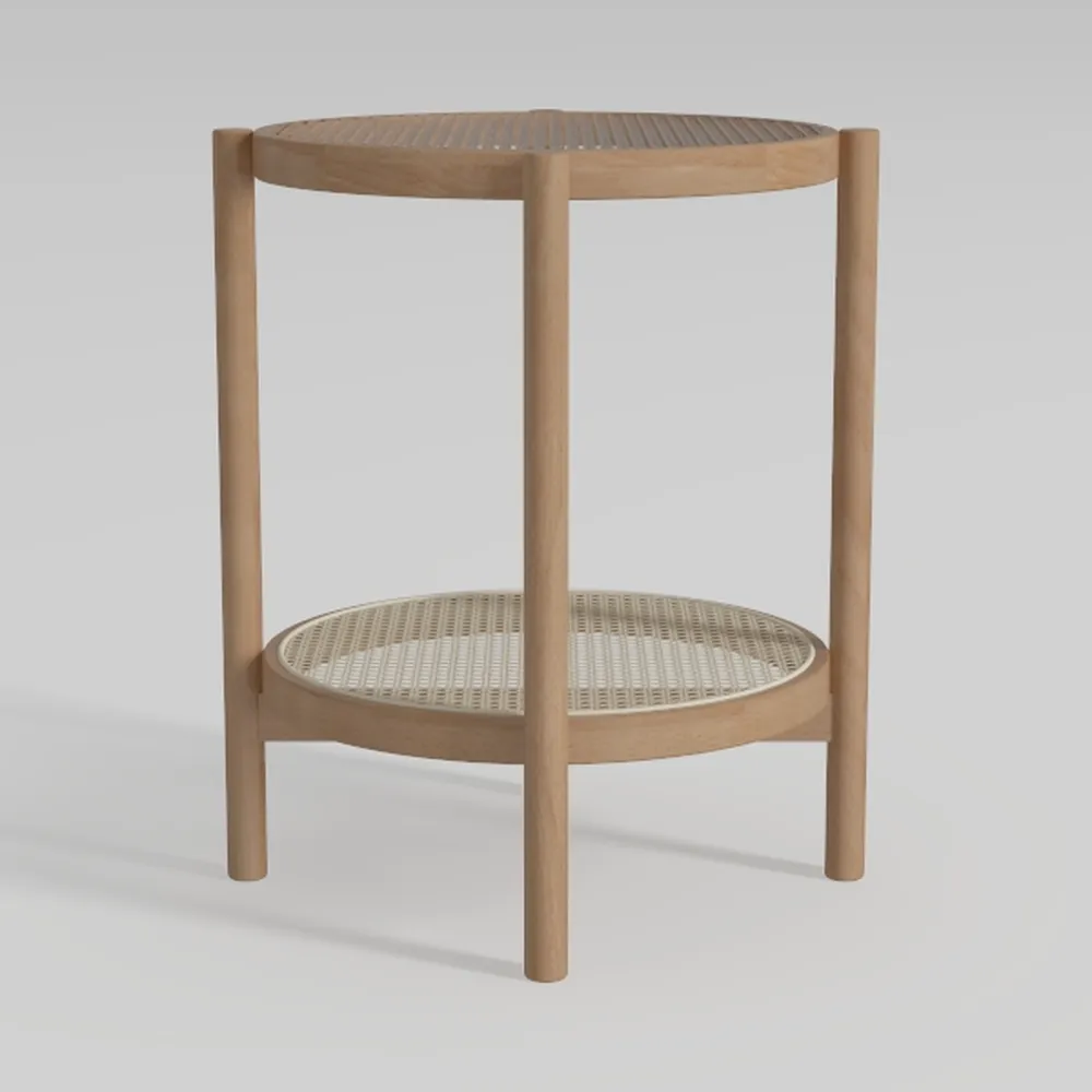 Tiita Rattan Nightstand Side Table, Bamboo Accent