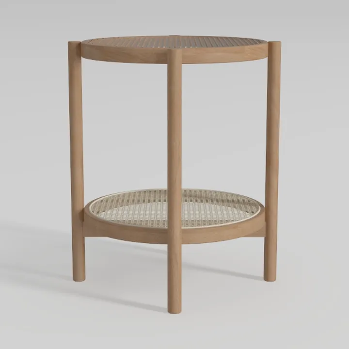 Tiita Rattan Nightstand Side Table, Bamboo Accent