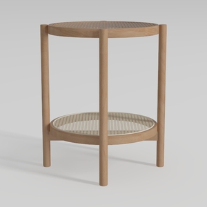 Tiita Rattan Nightstand Side Table, Bamboo Accent