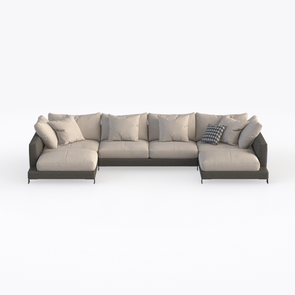 EcoSummer 112'' Large L-Shaped Sectional Sofa, Mod