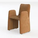Minimalist Velvet Upholstered Armchair 3D Model Left 45 Degree View