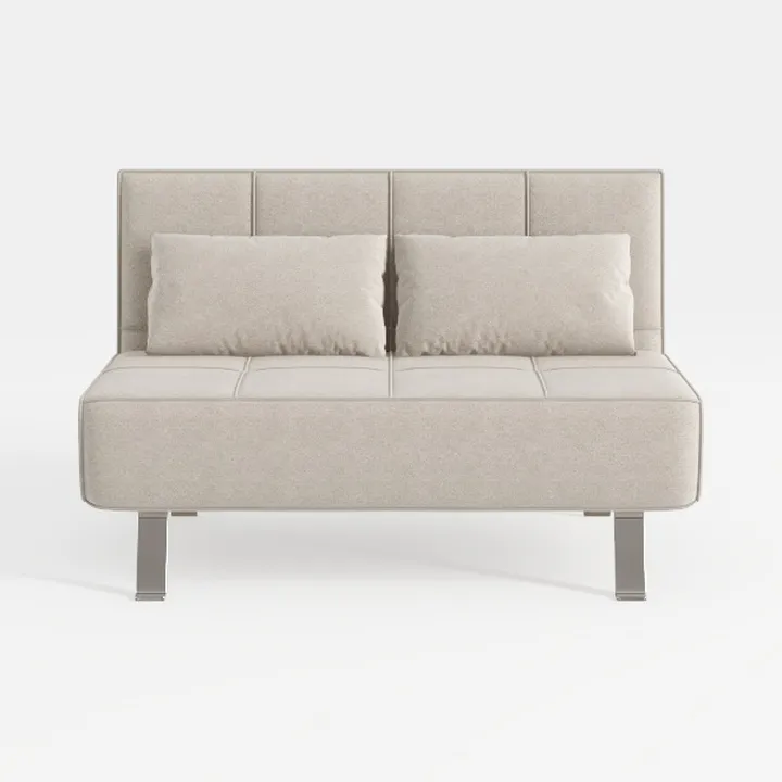 Minimalist Fabric Upholstered Loveseat Sofa with Metal Legs 3D Model