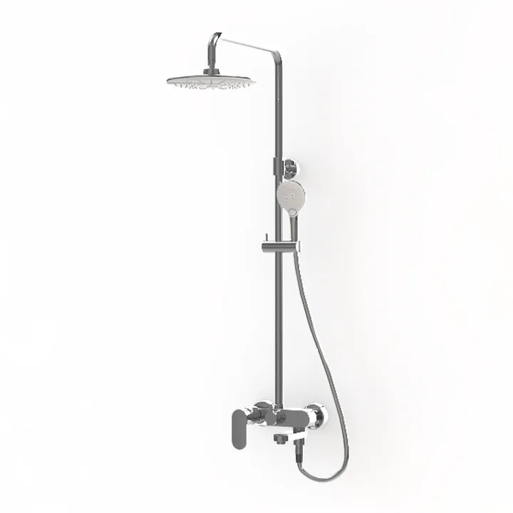 Polished Chrome Wall Mounted Rainfall Shower System 3D Model