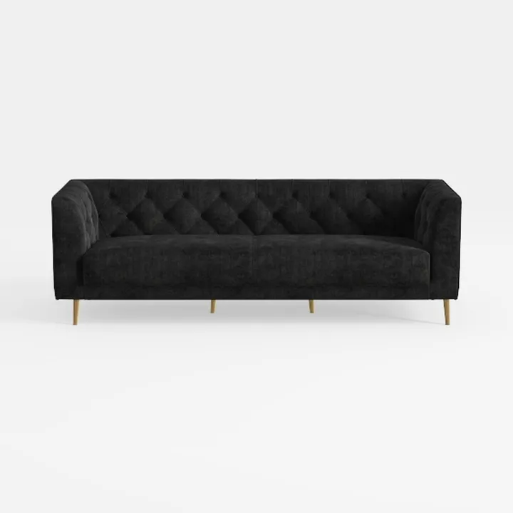 Long Sofa with Square Back, High Armrests and
