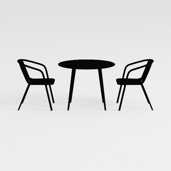 Anky Matte Black 3-Piece Metal 39.75 in. H Round T