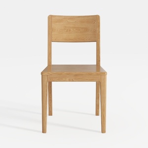 Minimalist Solid Oak Wood Dining Chair 3D Model