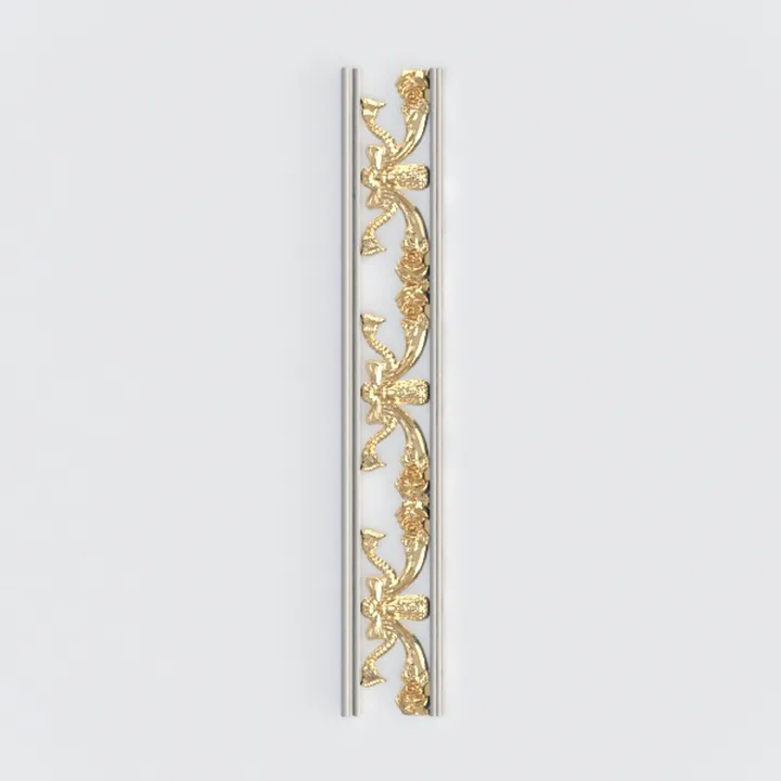 Ornate Gold Brass Metal Carved Decorative Molding 3D Model