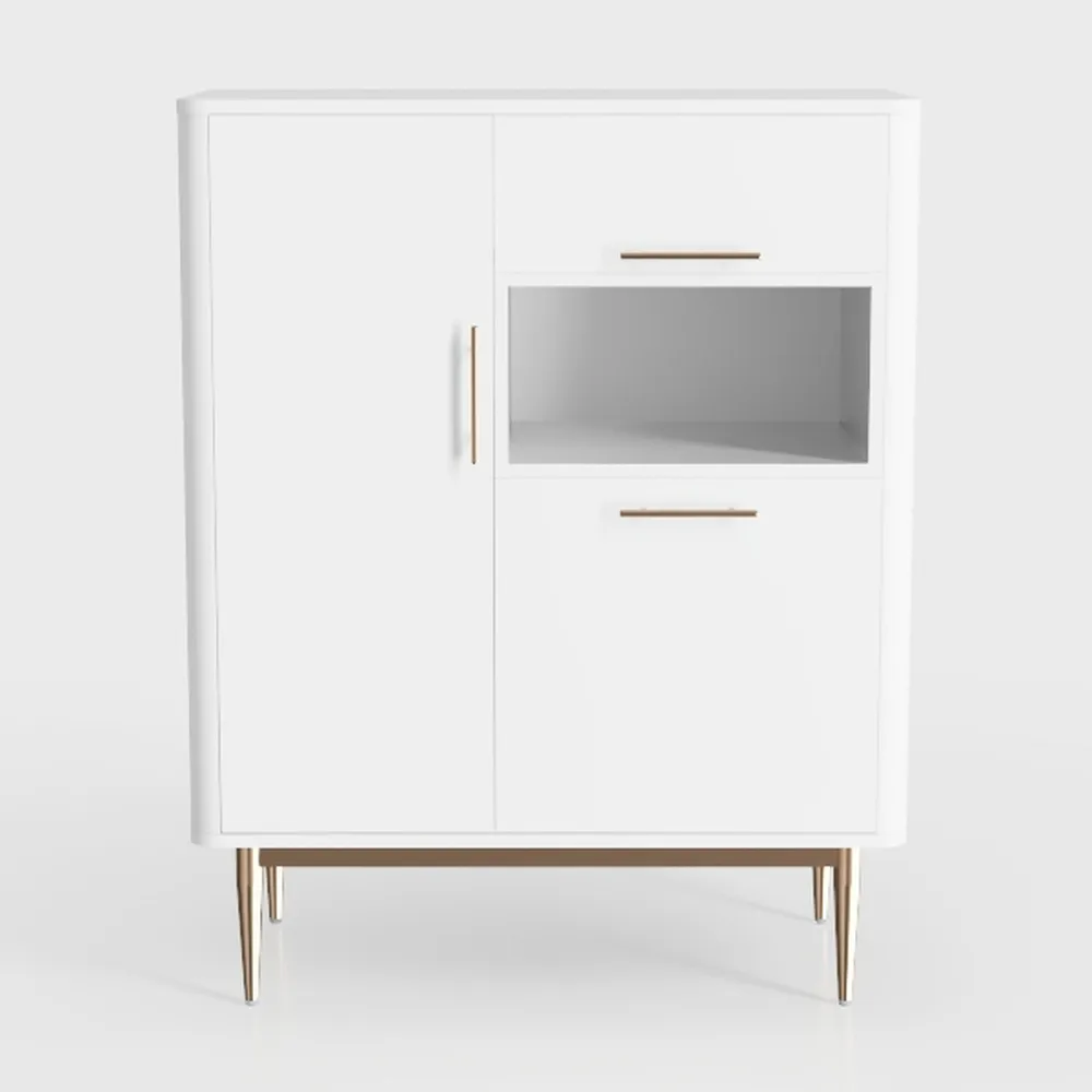 Shoe Cabinet with 2 Flip Drawers & Side Cabinet,