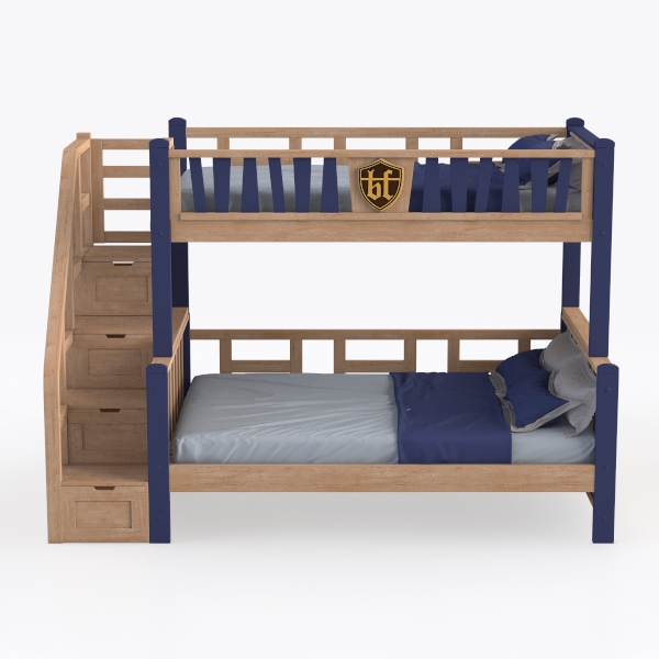 Natural Twin Over Full Bunk Bed with Ladder