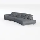Minimalist Fabric L-shaped Sectional Sofa with Throw Pillows 3D Model Left 45 Degree View