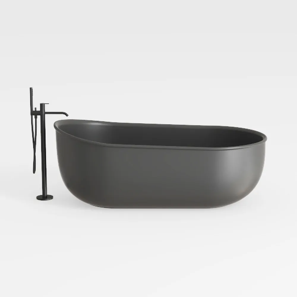 67" Stone Resin Freestanding Bathtub, Oval Solid