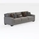 Minimalist Modern Fabric 3 Seater Sofa with Decorative Throw Pillows 3D Model Right 45 Degree View