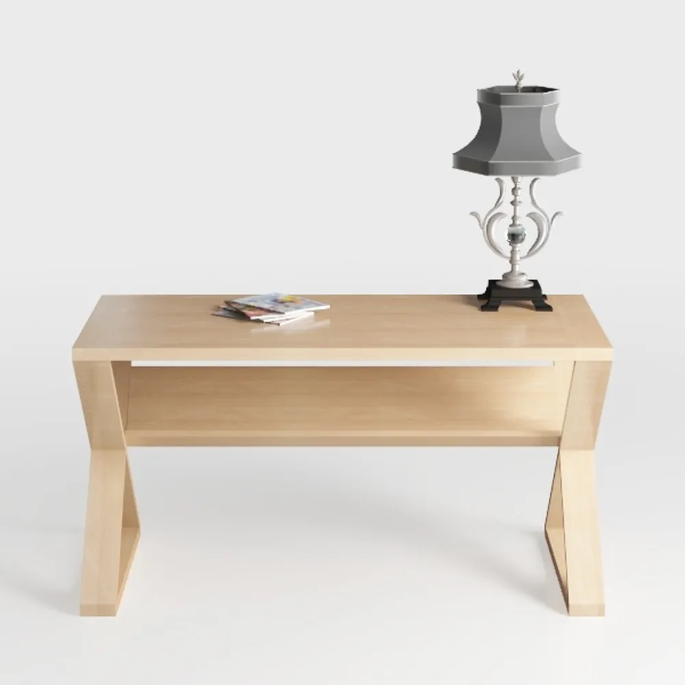 Topjia Mid Century Desk with Drawers,Solid Wood Ho