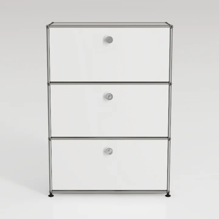 Minimalist White Metal Frame 3 Drawer Storage Cabinet 3D Model