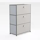 Minimalist White Metal Frame 3 Drawer Storage Cabinet 3D Model Right 45 Degree View