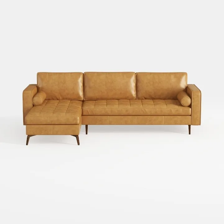 Genuine Leather Left Back L-Shape Upholstered Sofa