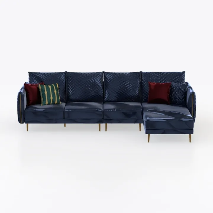 L Shaped Sectional Couch with Otttoman, 97"