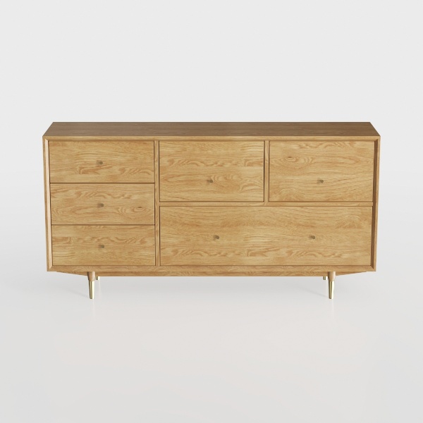 9 Drawer Dresser,63&quot; Wide Mid Century Modern Chest