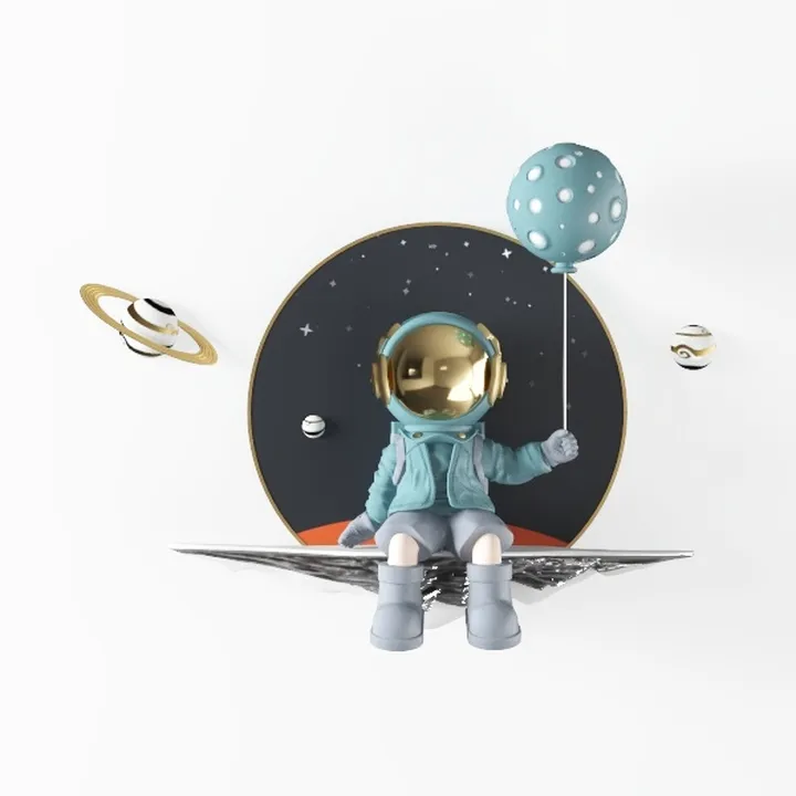 Space Themed Astronaut Wall Decor Shelf 3D Model
