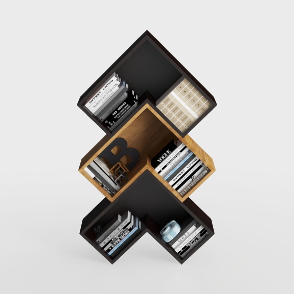 Bamboo Tree Bookshelf, 6-Tier Modern Wood Bookcase