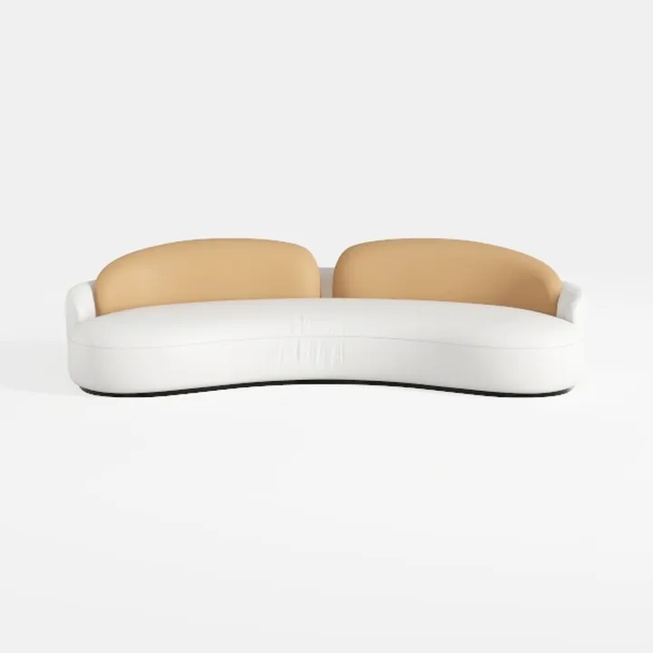 Minimalist Two Tone Fabric Curved Sofa 3D Model