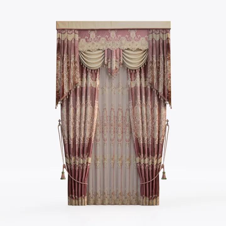 Vintage Jacquard Fabric Luxury Curtain 3D Model
