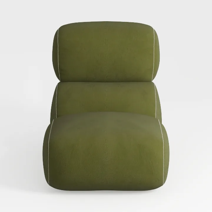 Minimalist Olive Green Fabric Lounge Chair 3D Model