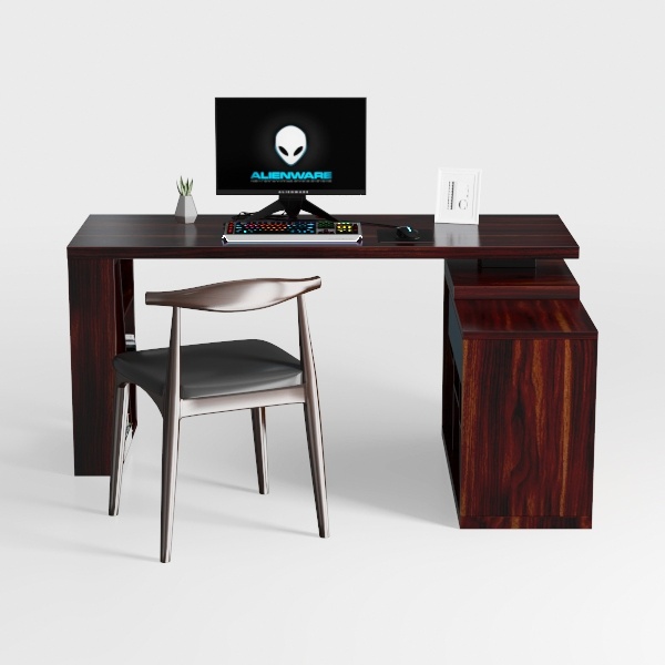 Scrivania per Computer Moderna in Stile Industriale - Scrivania Semplice in Metallo e Legno per PC e Laptop, per Studio e Ufficio in casa - Elegante postazione di Lavoro direzionale (Nera, 4