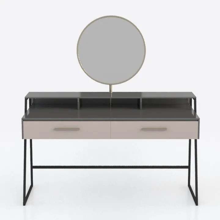 Beige 1-Drawer 31.5 in. Dresser with Mirror and Ch