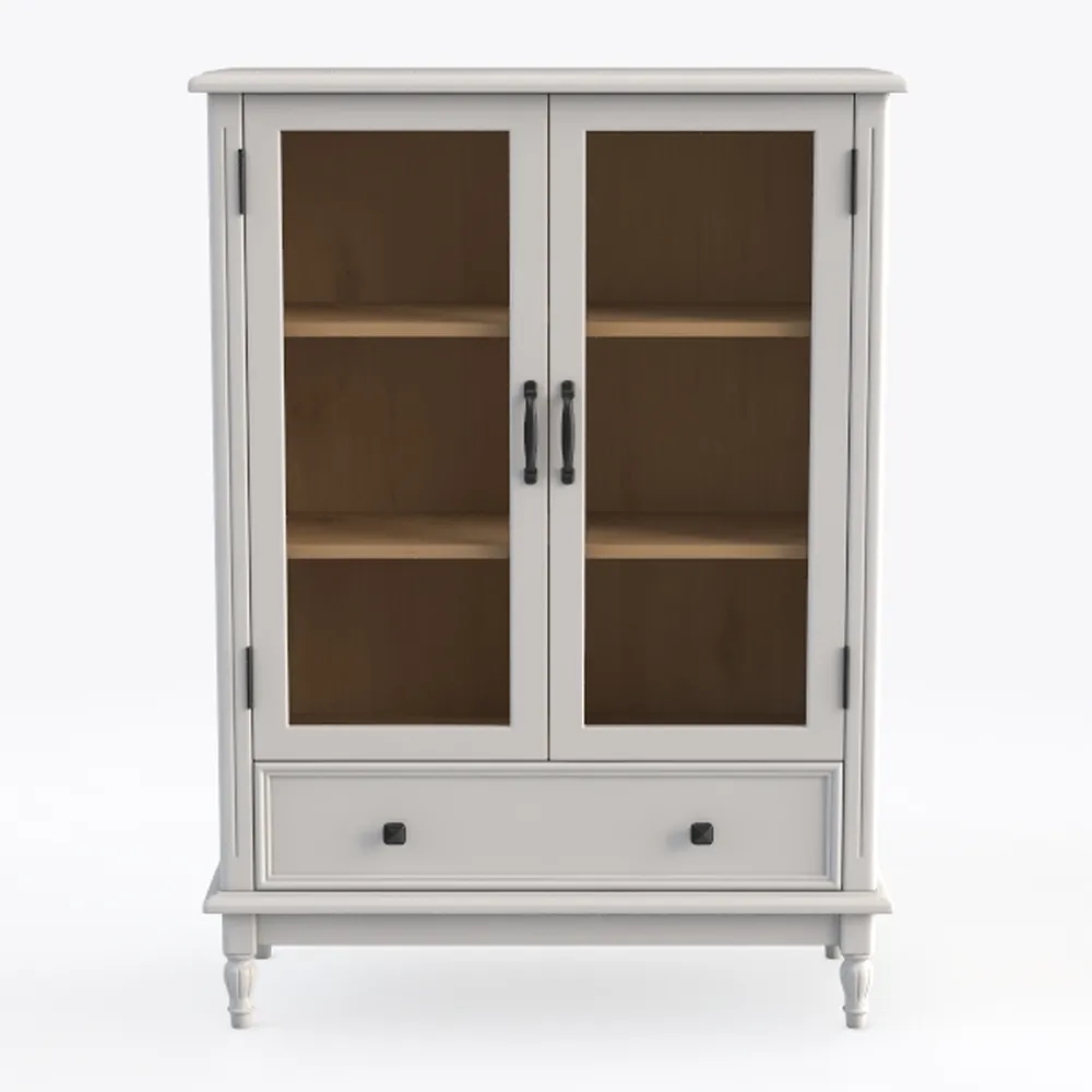 Wood Rustic Cabinet with Glass Doors and