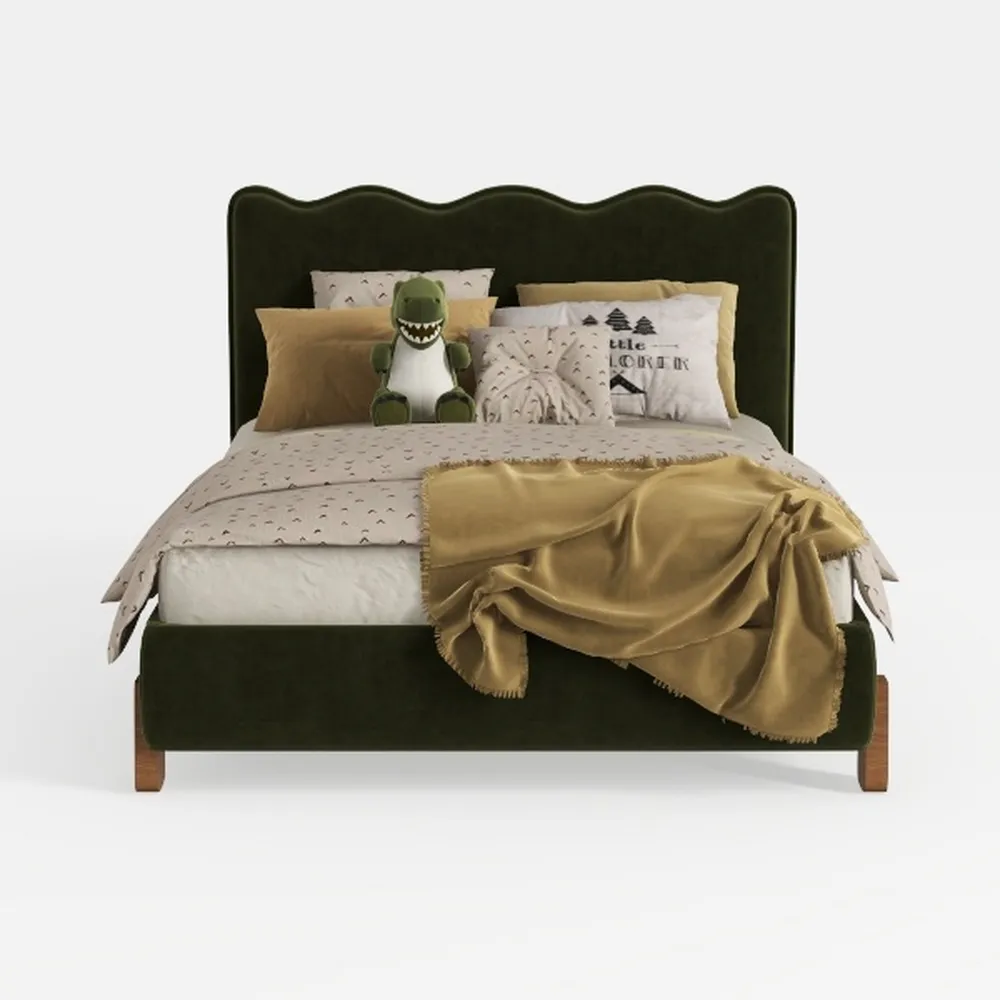 Allewie Queen Bed Frame/Velvet Upholstered Bed