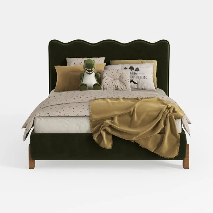 Allewie Queen Bed Frame/Velvet Upholstered Bed