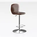 Modern Brown Leather Adjustable Metal Bar Stool 3D Model Right 45 Degree View