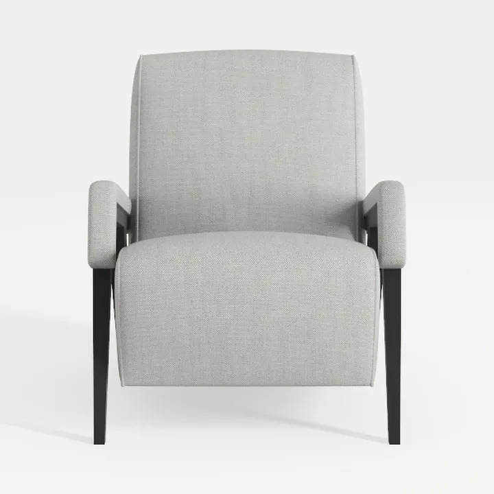 Minimalist Fabric Upholstered Armchair with Black Metal Legs 3D Model