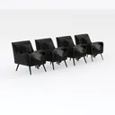 Modern Black Fabric Upholstered Set of 4 Armchairs 3D Model Right 45 Degree View