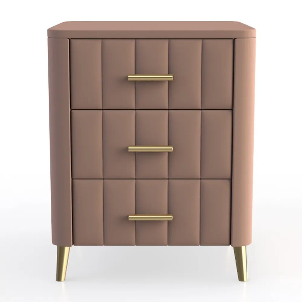 Stylish Velvet Upholstered Wooden Nightstand with