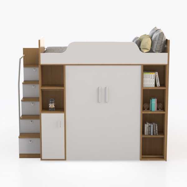 Full Murphy Bunk Bed with Desk and Hydraulic Lift,